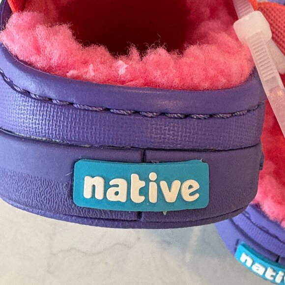 New with Tags ($60) Native Jefferson Cozy Pink and Purple Slide on Shoes- Size 4 - Picture 3 of 8